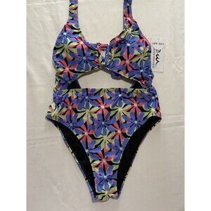 Endless Waves Women’s One Piece V wire Bikini Sz M 7-9 Halter Tie High Leg UPF50